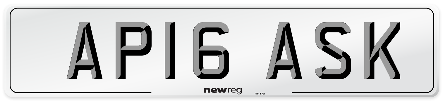 AP16 ASK Number Plate from New Reg